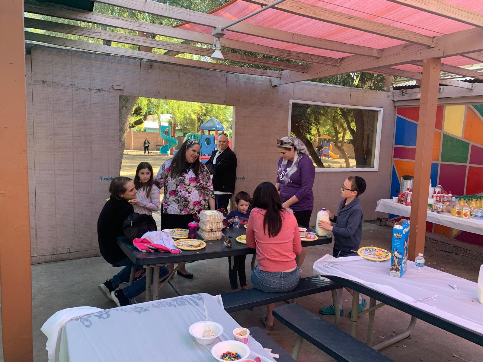 Families at a community gathering