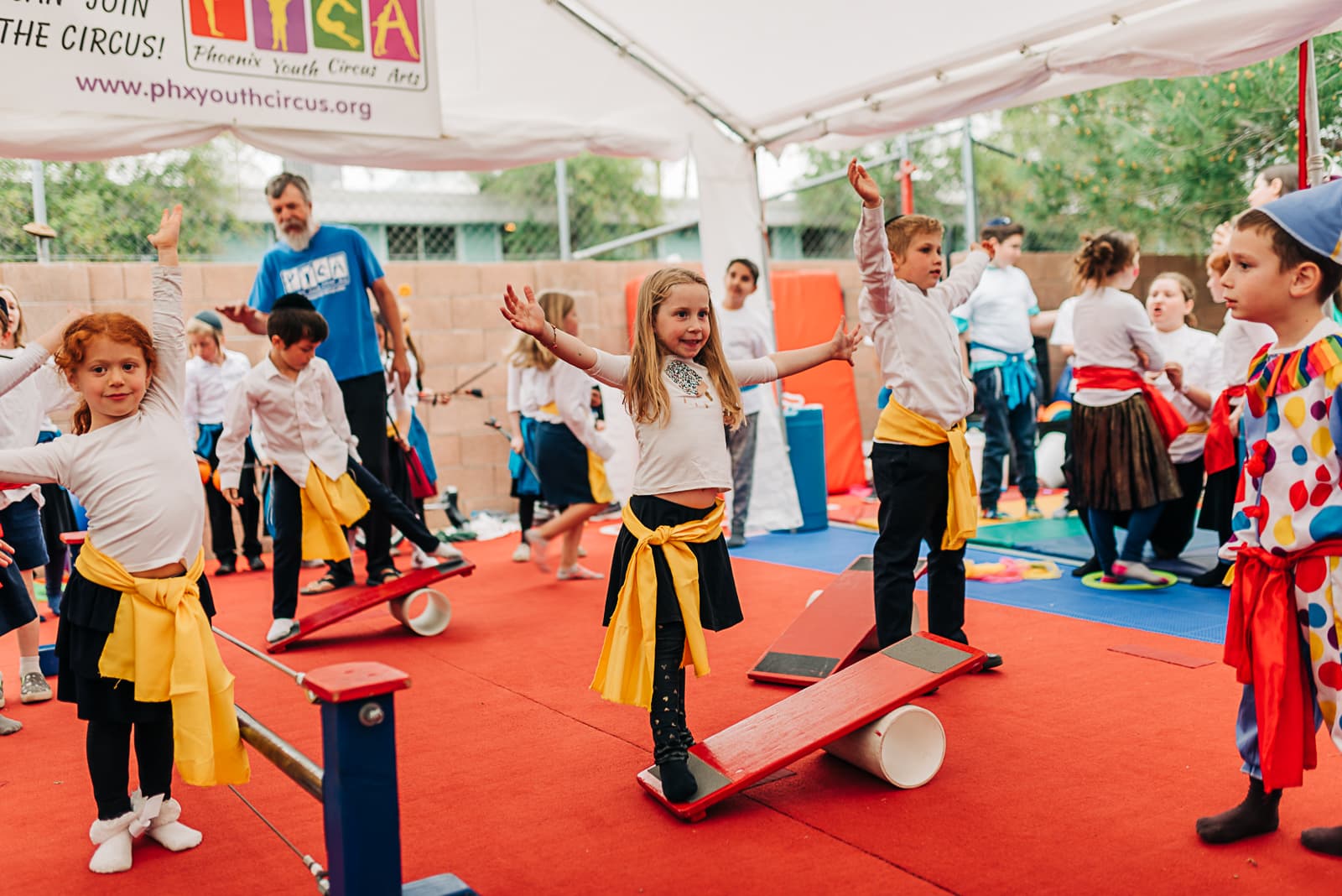 Children performing at the youth circus program