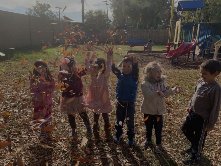 Children playing on the campus